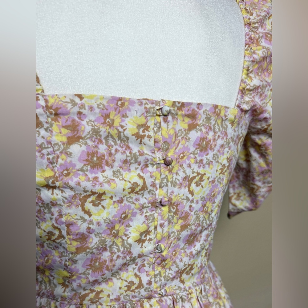 Free People She’s a Dream Floral Print Puff Sleeve Midi Dress Size 2 - Picture 13 of 15